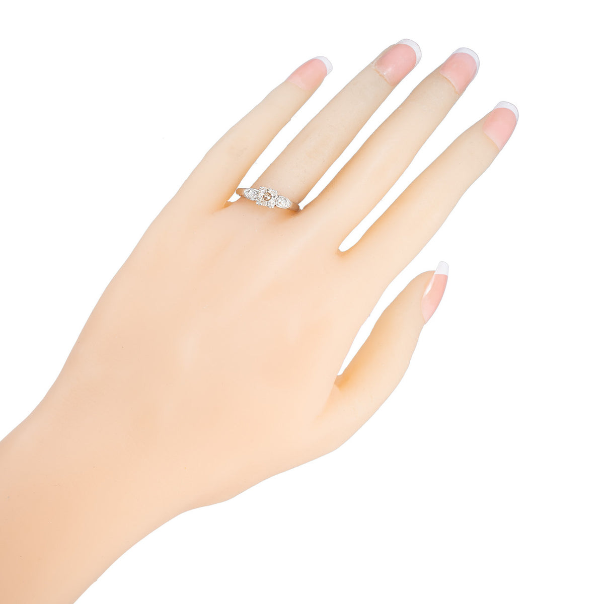 GIA .42 Carat Brown Diamond Three-Stone Platinum Art Deco Engagement Ring – image 4