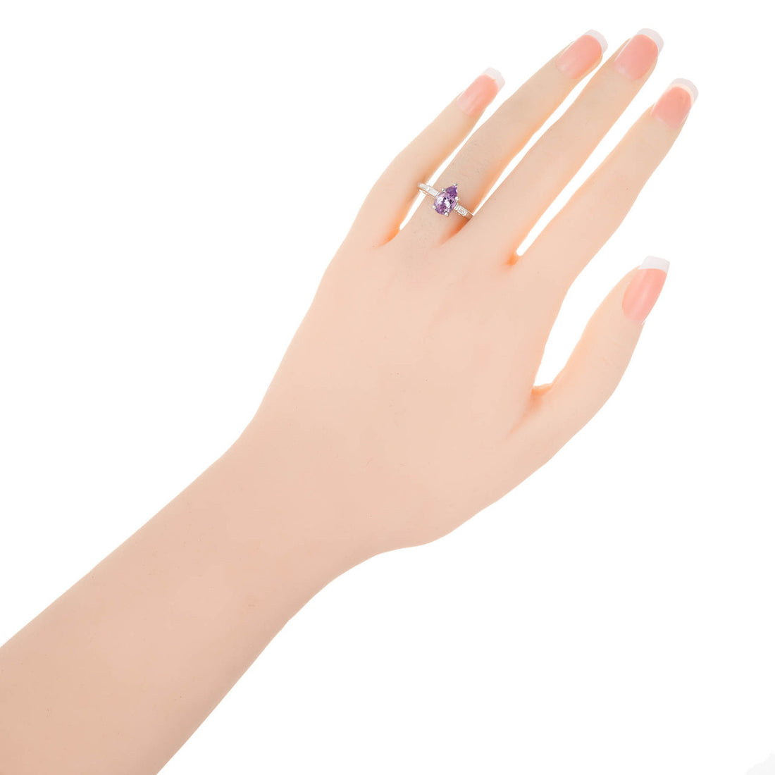 Vintage 1.70ct Pear Purple Sapphire Natural Platinum Baguette Diamond Ring – image 5
