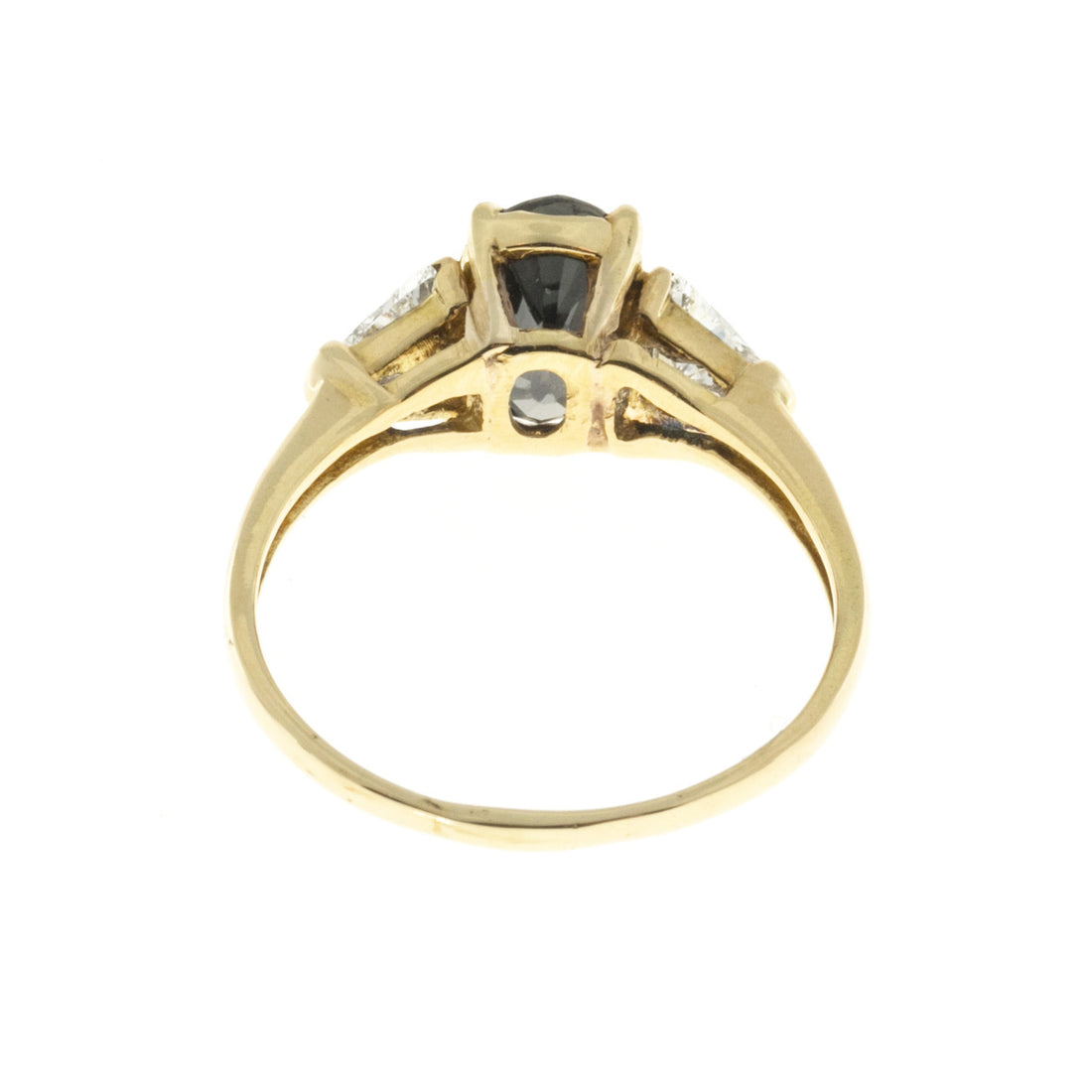 Vintage 2.38ct Natural Purple Brown Sapphire .45ct Trilliant Diamond 18k Ring – image 8