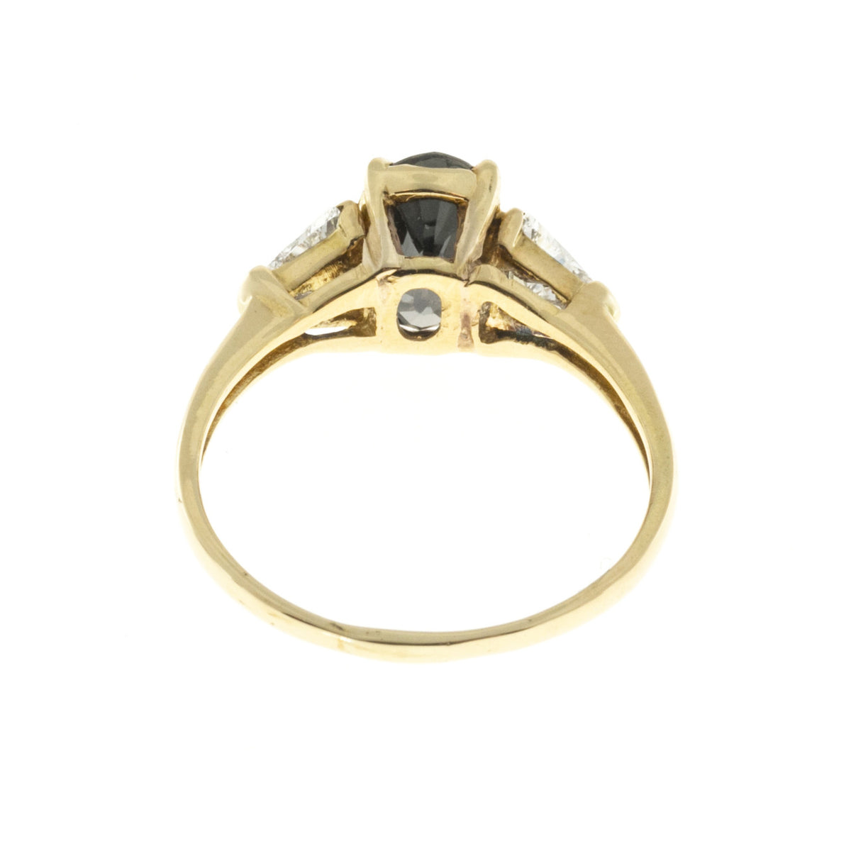 Vintage 2.38ct Natural Purple Brown Sapphire .45ct Trilliant Diamond 18k Ring – image 8