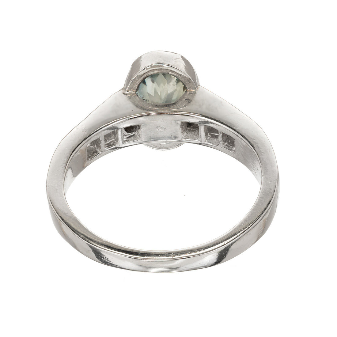 Vintage 2.20ct Green Yellow Natural No Heat Sapphire Platinum .36CT Diamond Ring – image 6