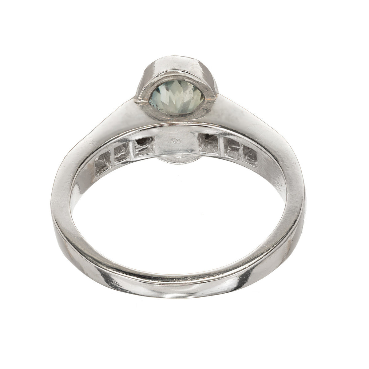 Vintage 2.20ct Green Yellow Natural No Heat Sapphire Platinum .36CT Diamond Ring – image 6