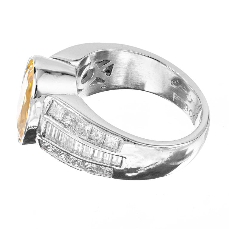 J. B. Star GIA 5.29 Carat Yellow Sapphire Diamond Platinum Engagement Ring – image 5