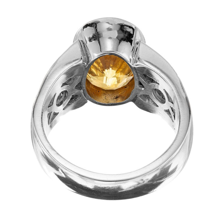 J. B. Star GIA 5.29 Carat Yellow Sapphire Diamond Platinum Engagement Ring – image 6