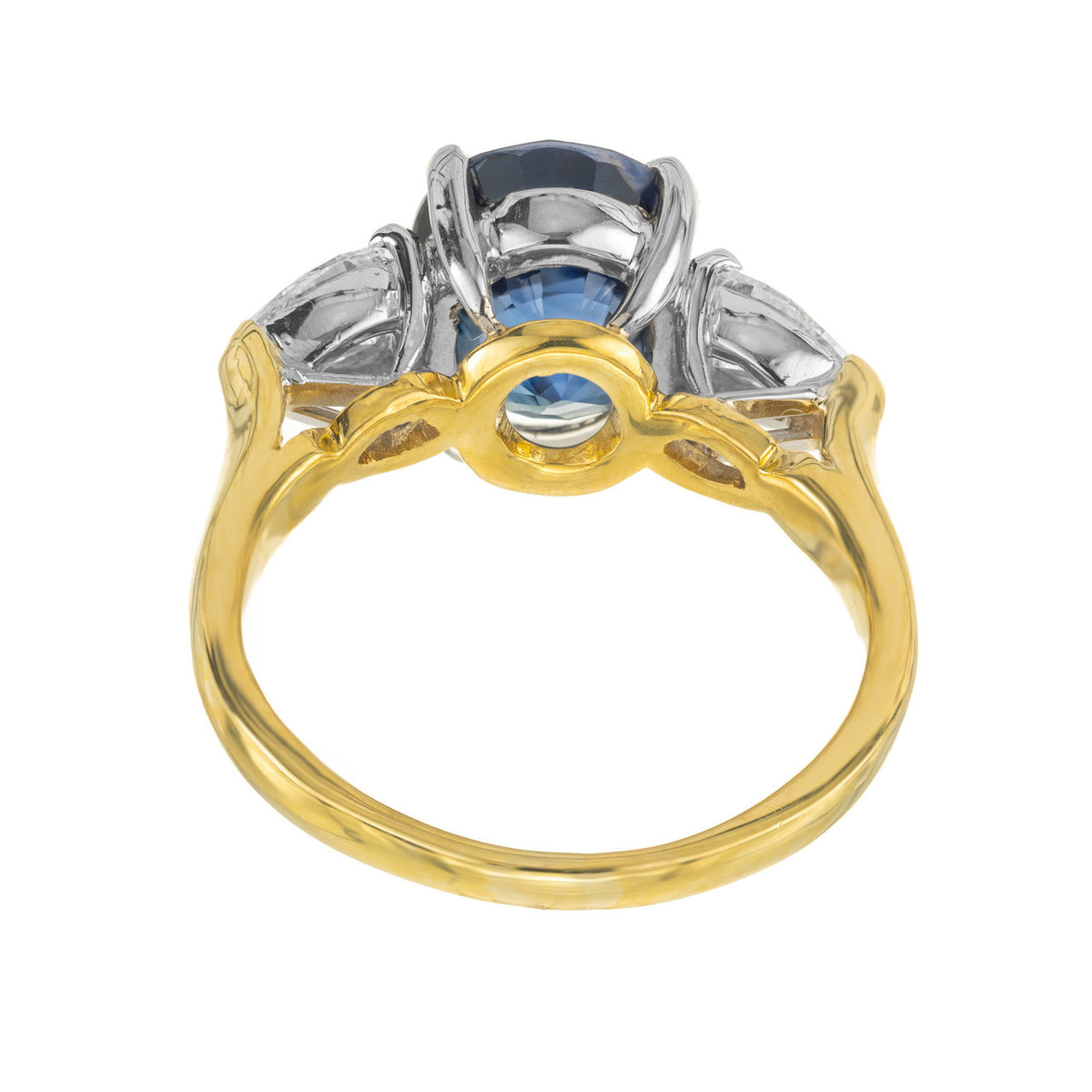 4.53 Carat Natural Sapphire Pear Shaped Diamond Gold Platinum Engagement Ring – image 7