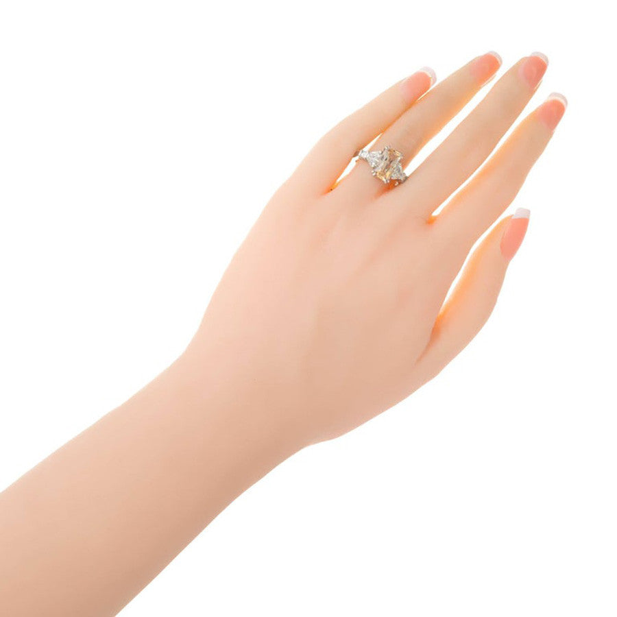 Peter Suchy GIA 3.31 Carat Yellow Sapphire Diamond Platinum Engagement Ring – image 6