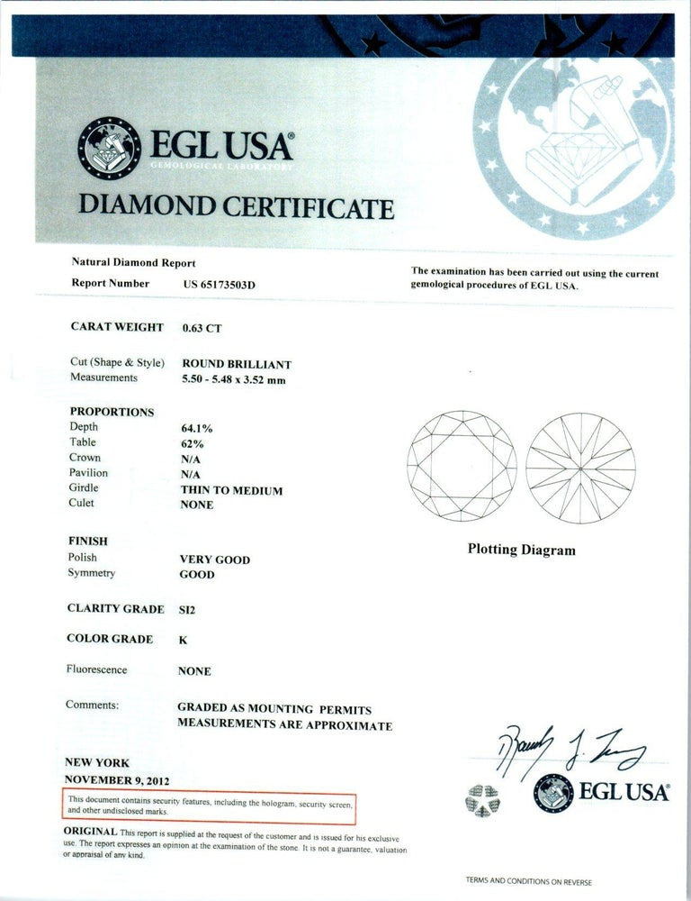 EGL Certified 1.38 Carat Round Diamond Sapphire Three-Stone Gold Engagement Ring – image 3