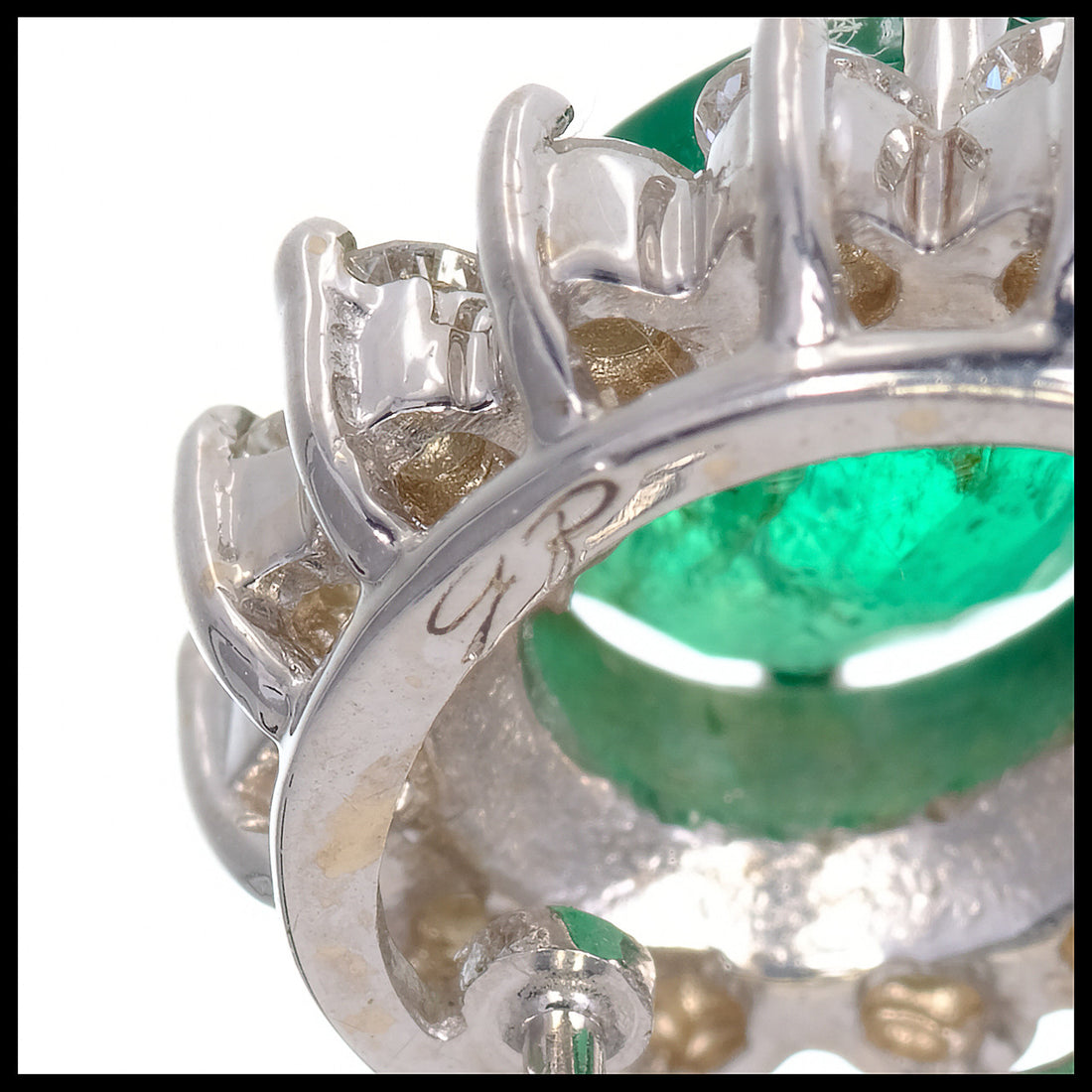 VIntage 3.25ct Gem Oval Green Emerald 1.20ct Diamond 18k Yellow Gold Earrings – image 11