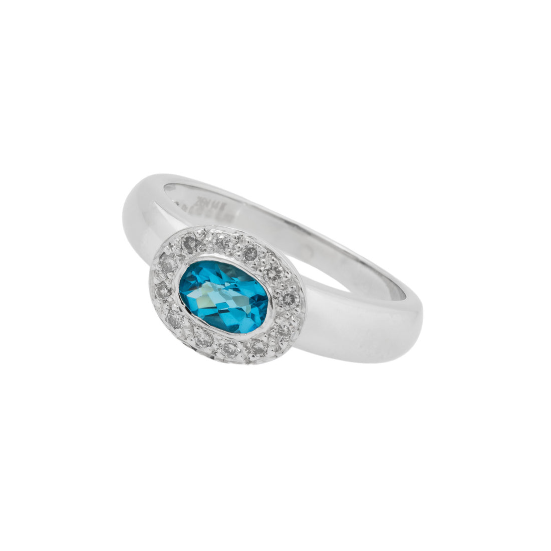 .50 Carat Oval Blue Topaz Diamond Halo Ring – image 2