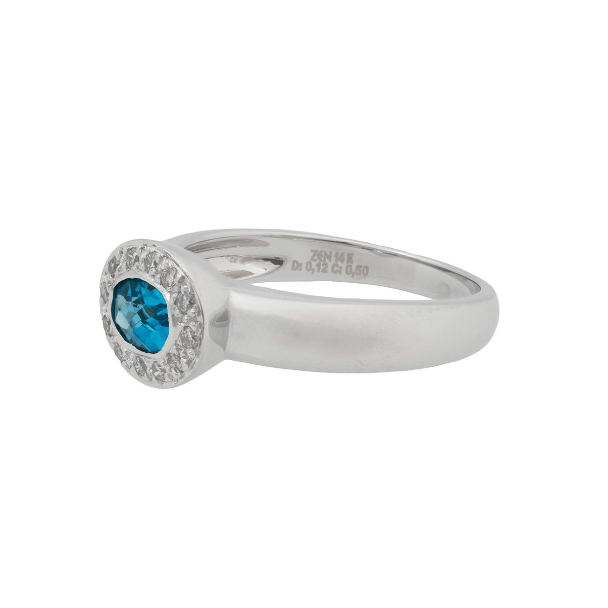 .50 Carat Oval Blue Topaz Diamond Halo Ring – image 5