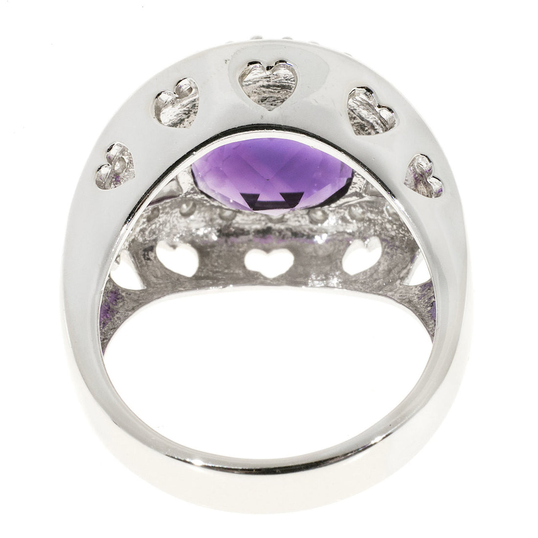 Vintage Estate 4.50ct Oval Amethyst .38ct Diamond 14k White Gold Ring – image 5