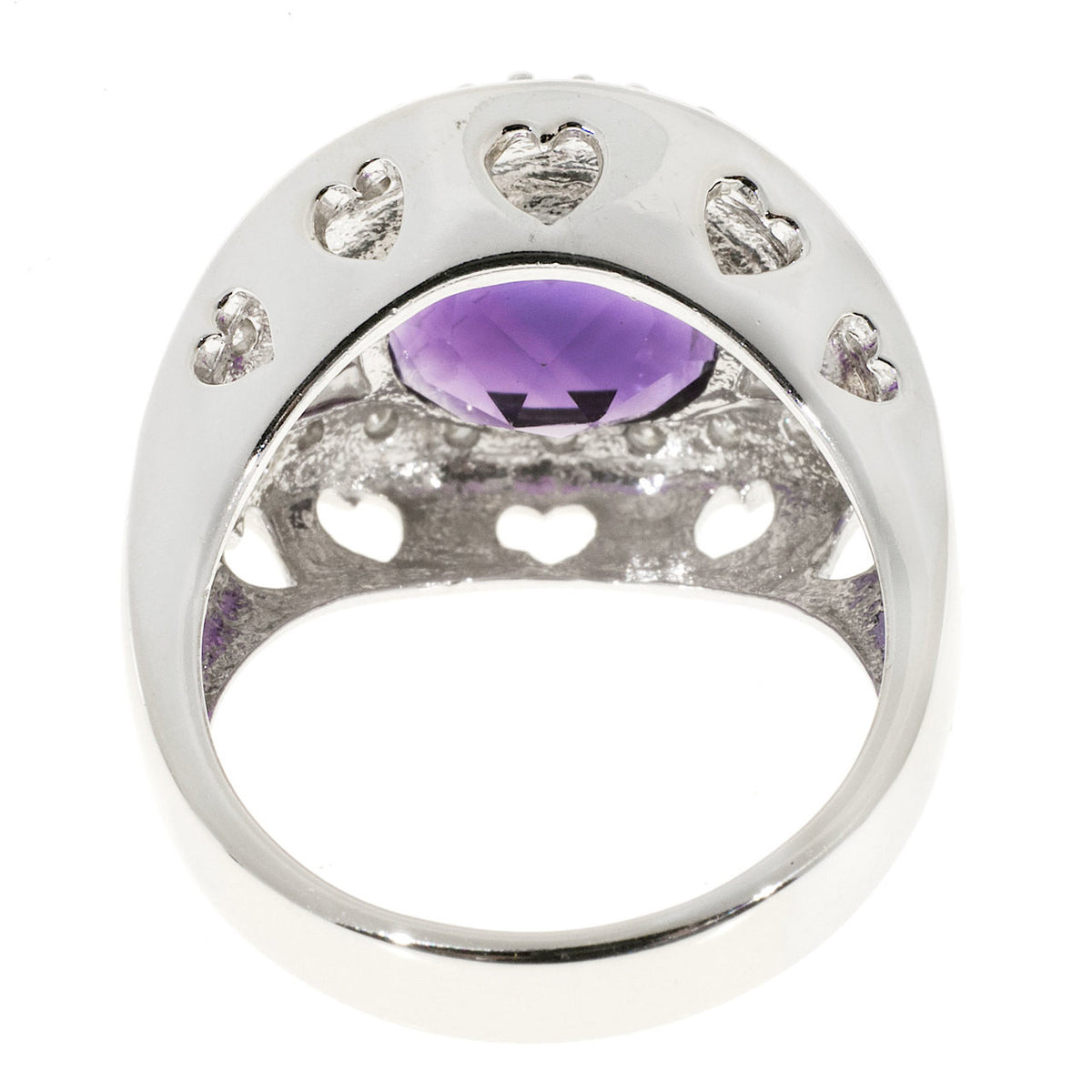Vintage Estate 4.50ct Oval Amethyst .38ct Diamond 14k White Gold Ring – image 5