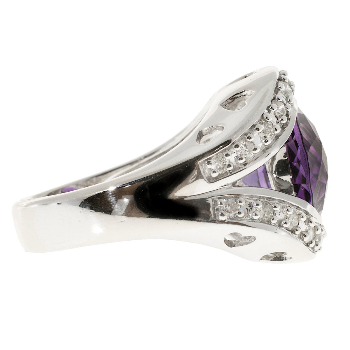 Vintage Estate 4.50ct Oval Amethyst .38ct Diamond 14k White Gold Ring – image 7