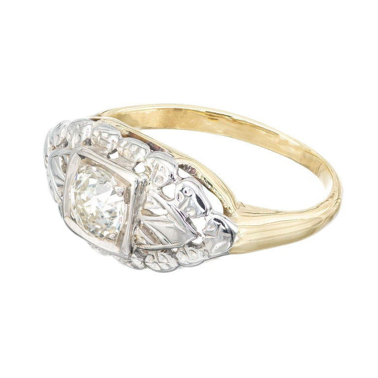 EGL Certified .47 Carat Diamond White Yellow Gold Engagement Ring – image 7