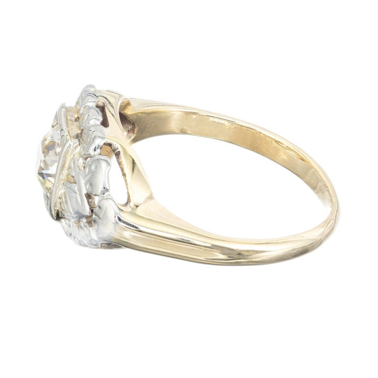 EGL Certified .47 Carat Diamond White Yellow Gold Engagement Ring – image 6