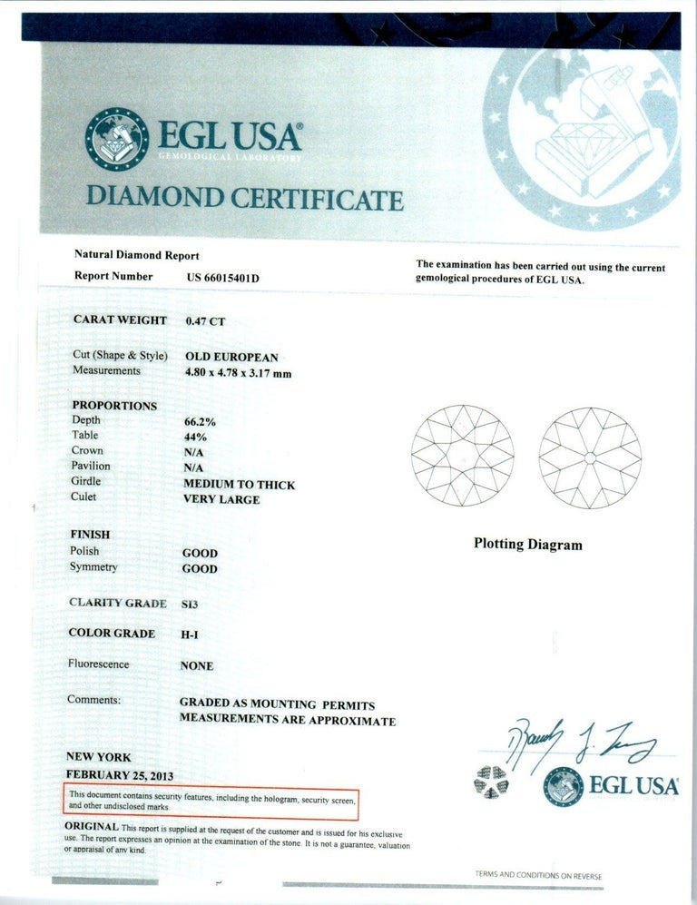 EGL Certified .47 Carat Diamond White Yellow Gold Engagement Ring – image 3