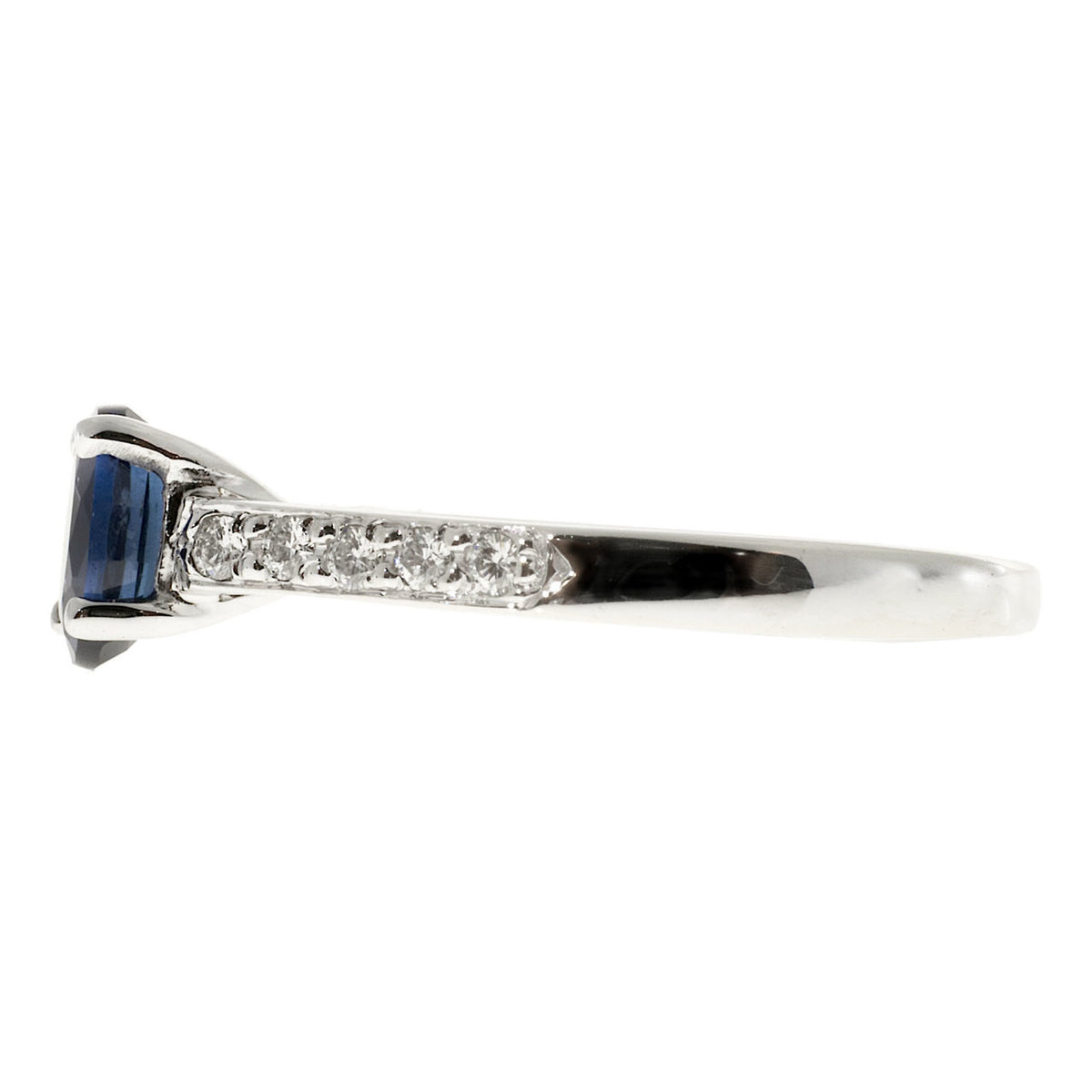 Vintage 1.04ct Oval Bright Royal Blue Sapphire .22ct 18k White Gold Ring – image 3