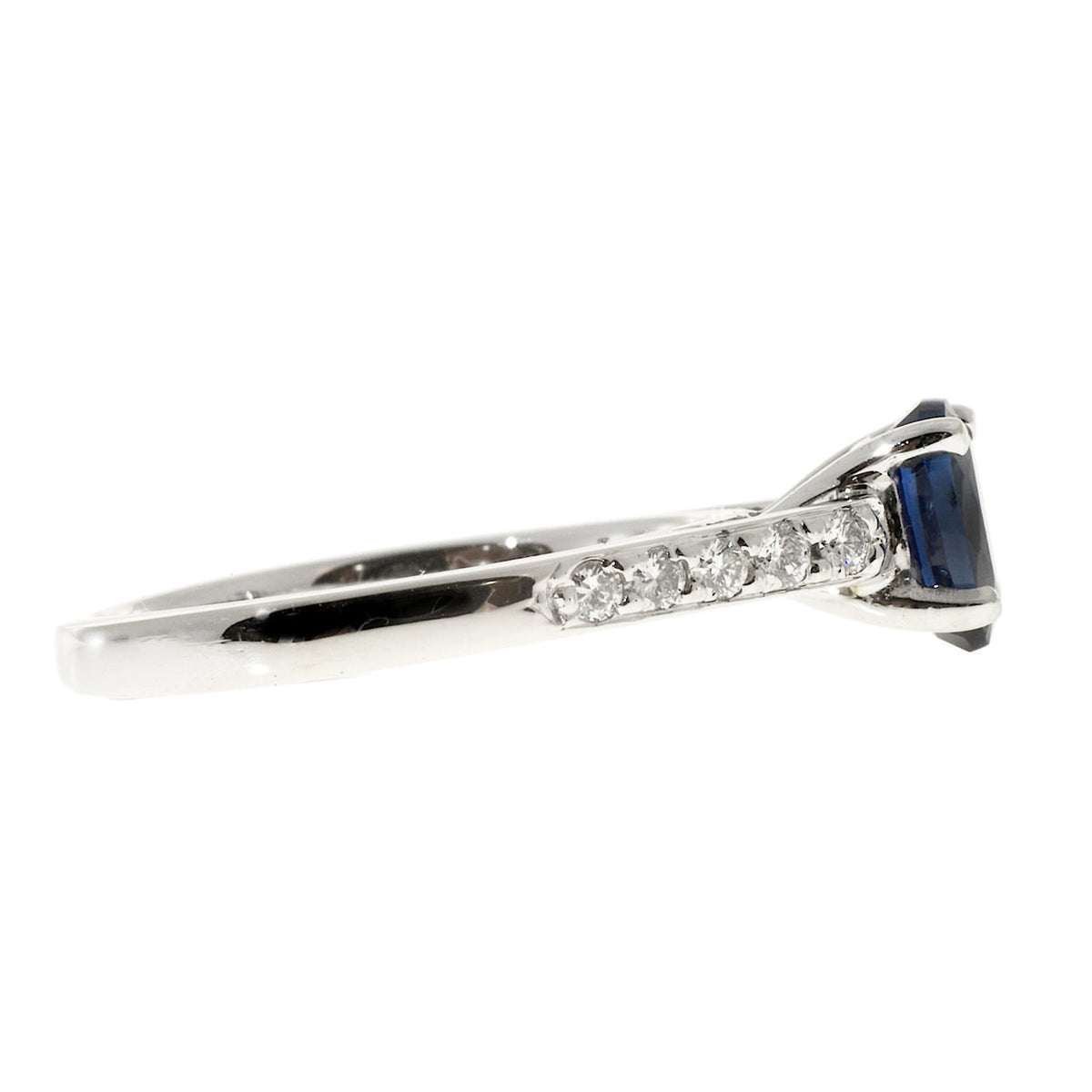 Vintage 1.04ct Oval Bright Royal Blue Sapphire .22ct 18k White Gold Ring – image 12