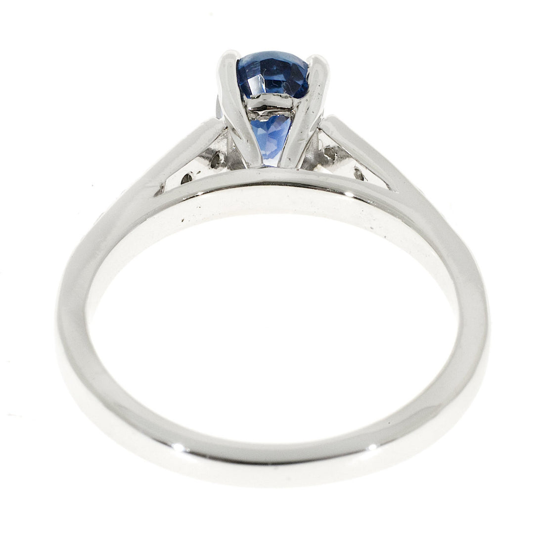 Vintage 1.04ct Oval Bright Royal Blue Sapphire .22ct 18k White Gold Ring – image 4