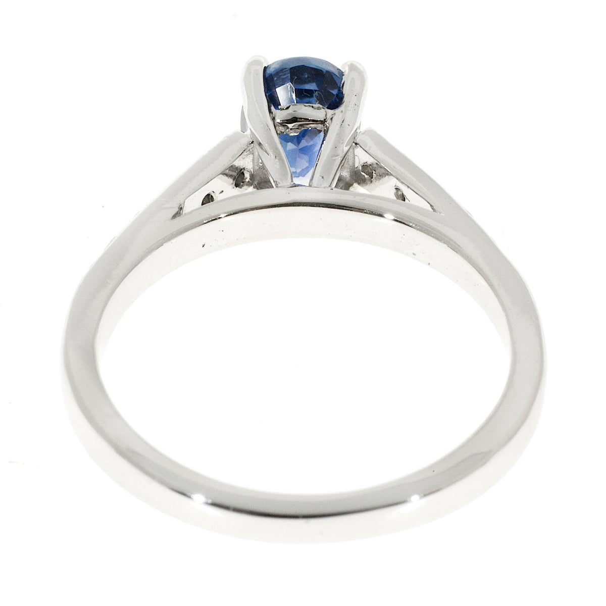 Vintage 1.04ct Oval Bright Royal Blue Sapphire .22ct 18k White Gold Ring – image 4