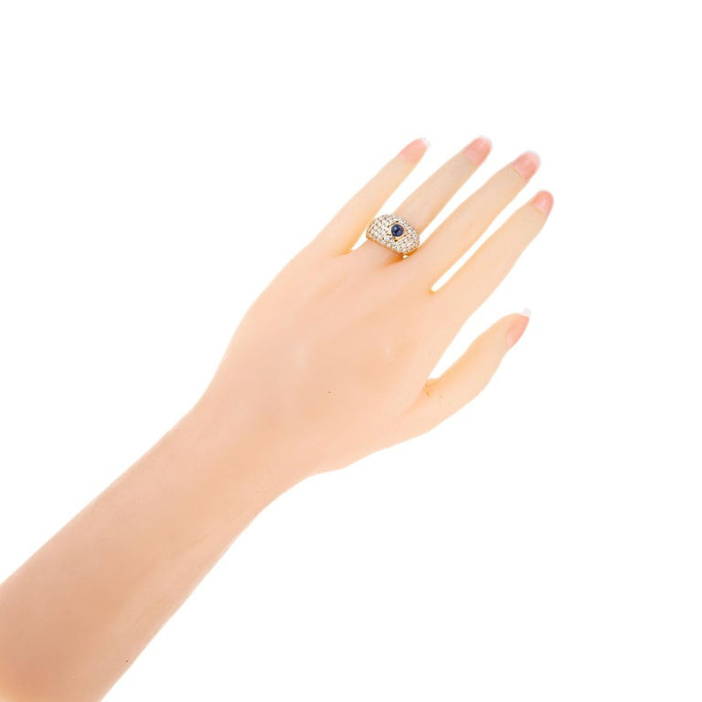 Vintage Estate 1.92ct Diamond 18k Yellow Gold Cabochon .94ct Sapphire Ring – image 8