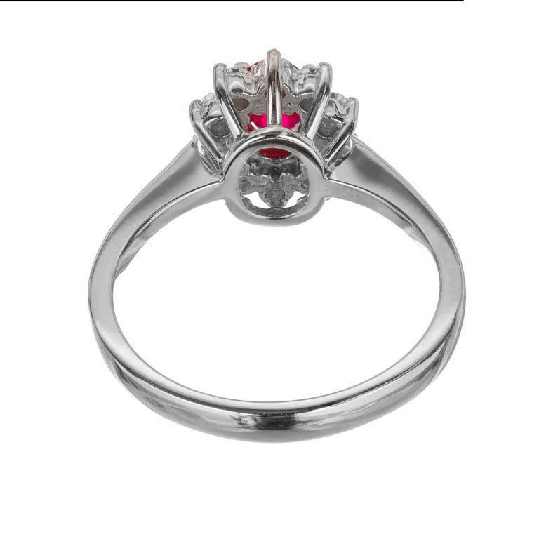 .55ct Oval Bright Red Ruby .33ct Diamond Halo 14k White Gold Ring – image 5