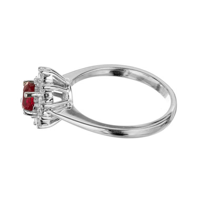 .55ct Oval Bright Red Ruby .33ct Diamond Halo 14k White Gold Ring – image 4