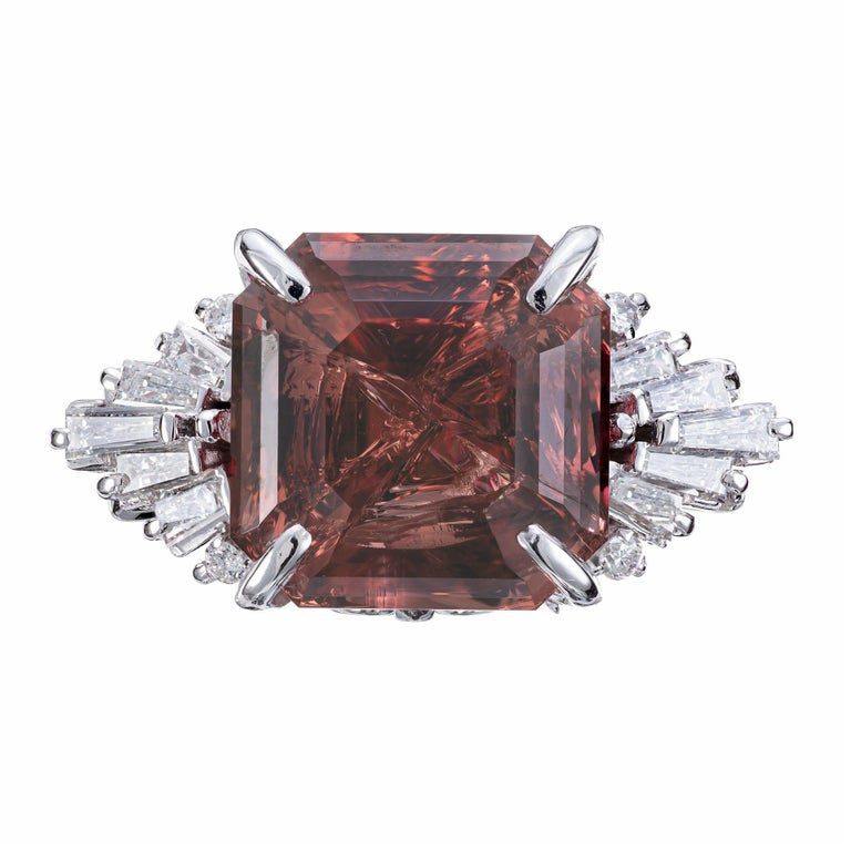 10.99 Carat Pyralspite Garnet Diamond Platinum Engagement Ring