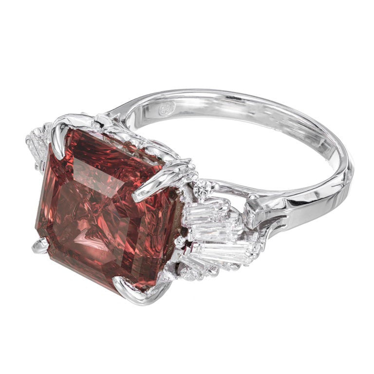 10.99 Carat Pyralspite Garnet Diamond Platinum Engagement Ring – image 4