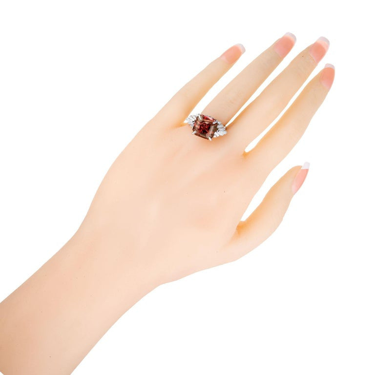 10.99 Carat Pyralspite Garnet Diamond Platinum Engagement Ring – image 6