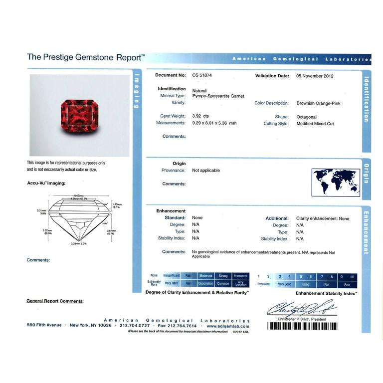 10.99 Carat Pyralspite Garnet Diamond Platinum Engagement Ring – image 3