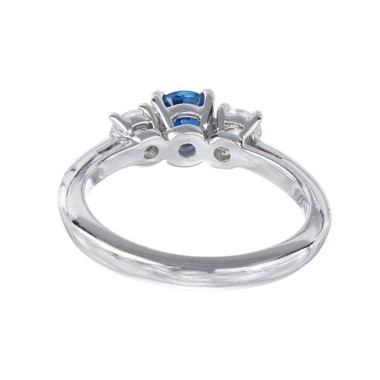 GIA Certified .65 Carat Sapphire Diamond Three-Stone Engagement Ring – image 5