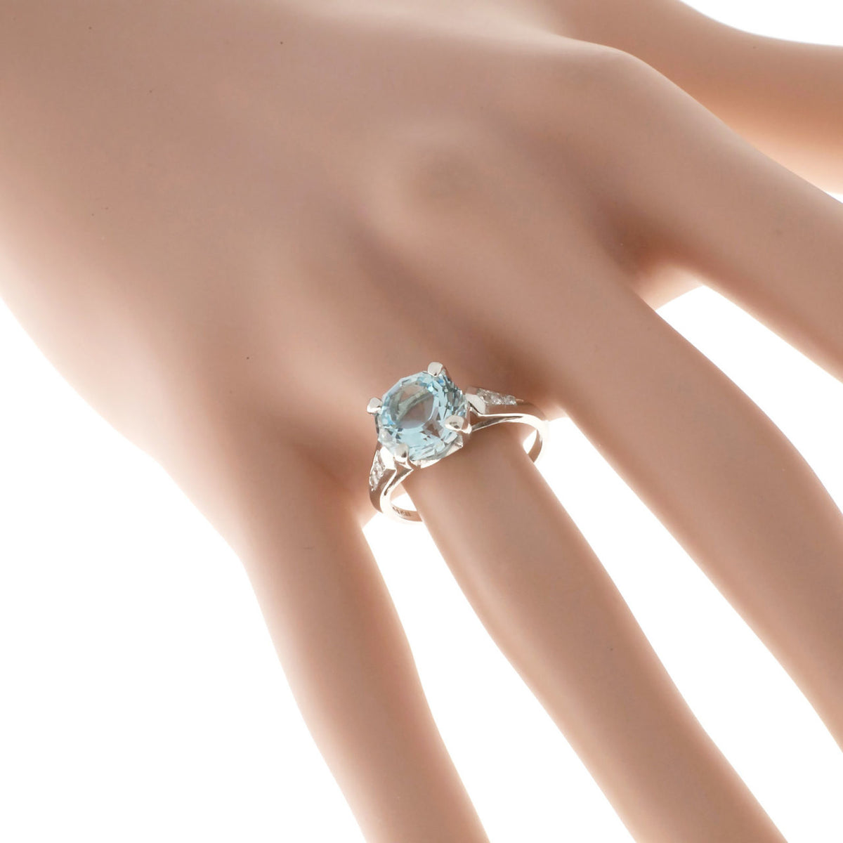 Vintage Antique Platinum Ring F + F Felger Art Deco 2.12ct Natural Aqua Diamond – image 2