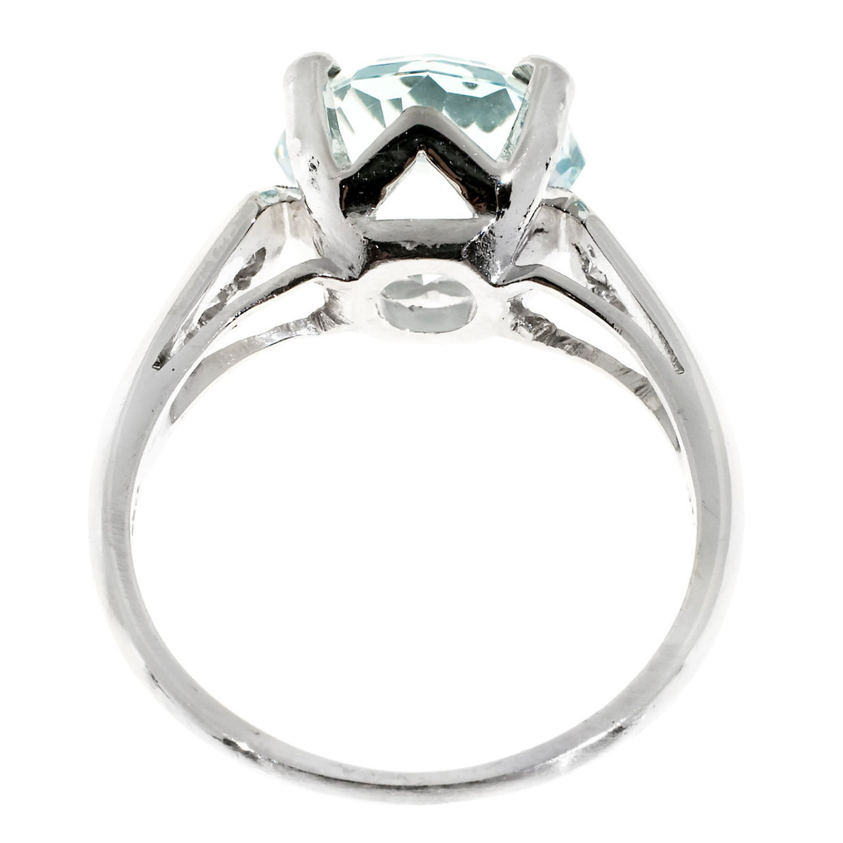 Vintage Antique Platinum Ring F + F Felger Art Deco 2.12ct Natural Aqua Diamond – image 3