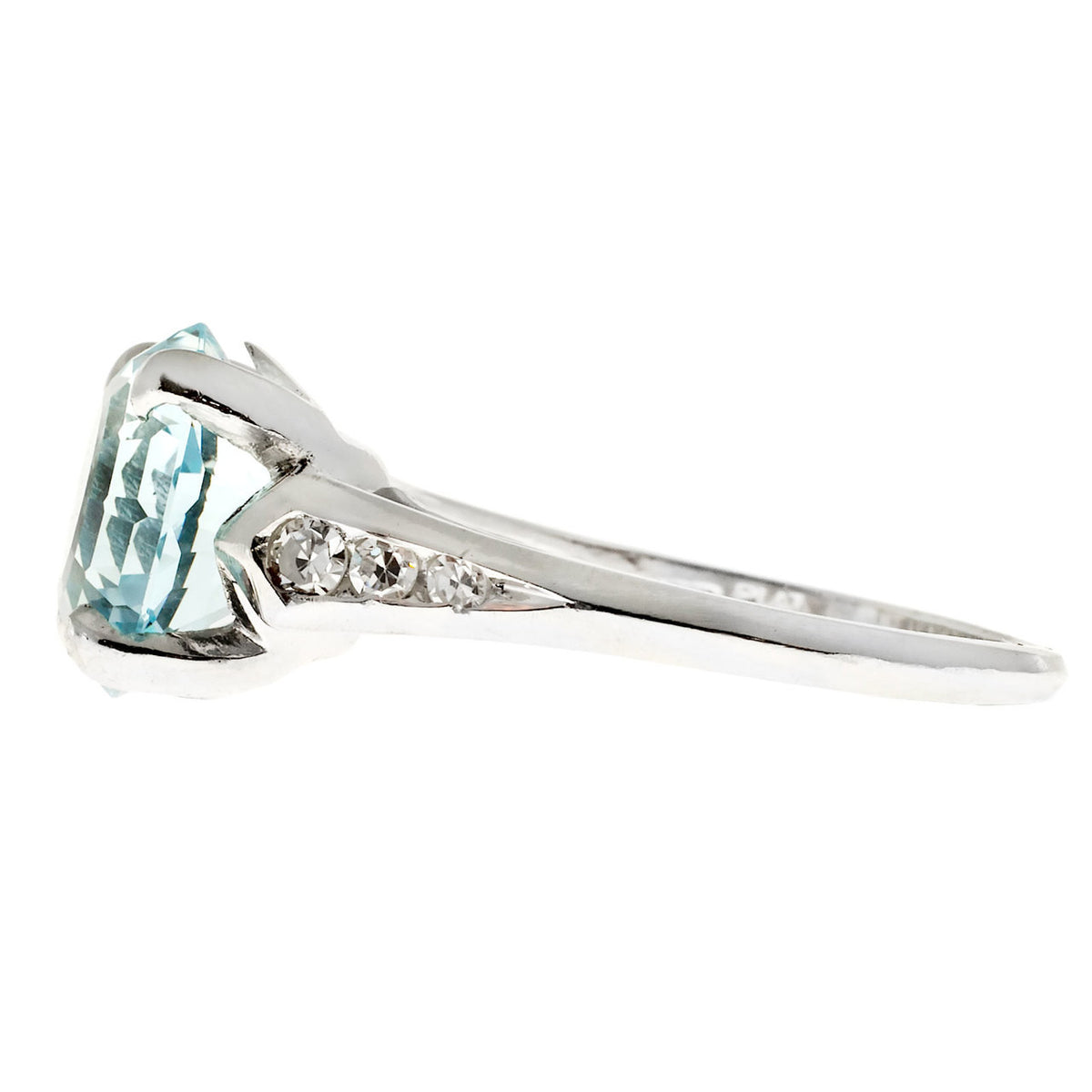 Vintage Antique Platinum Ring F + F Felger Art Deco 2.12ct Natural Aqua Diamond – image 6