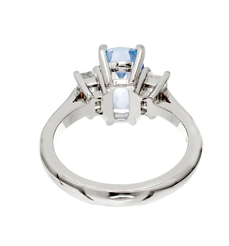 GIA 2.79 Carat Natural Sapphire Diamond Three-Stone Platinum Engagement Ring – image 6