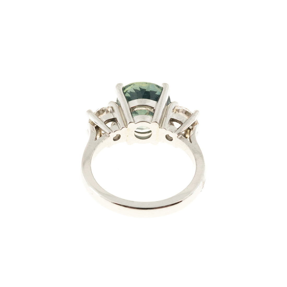 Peter Suchy Blue Green Sapphire Platinum Diamond Engagement Ring – image 4
