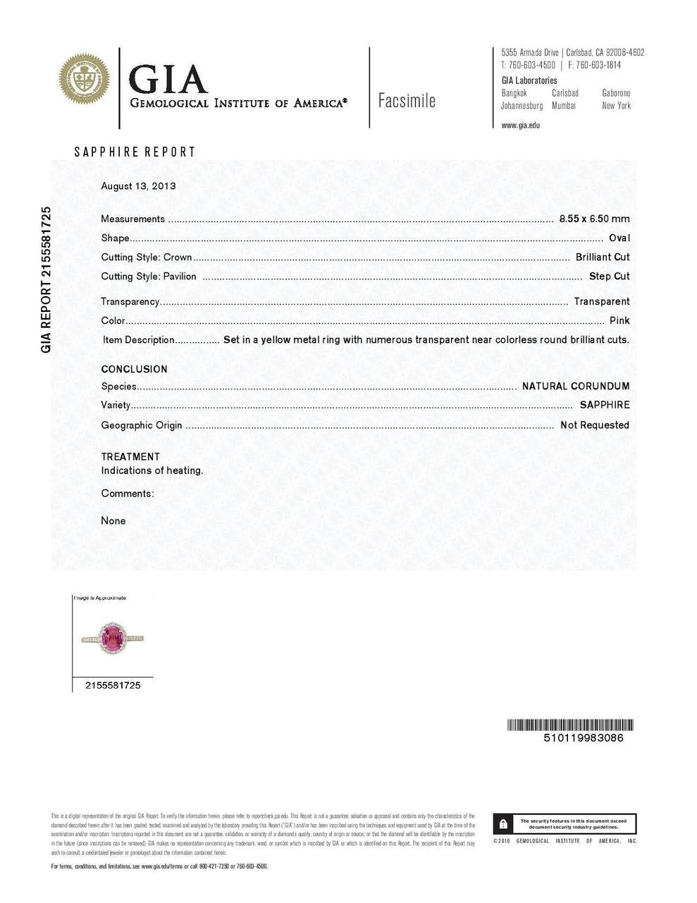 GIA Certified 2.41 Carat Pink Sapphire White Diamond Halo Gold Engagement Ring – image 3