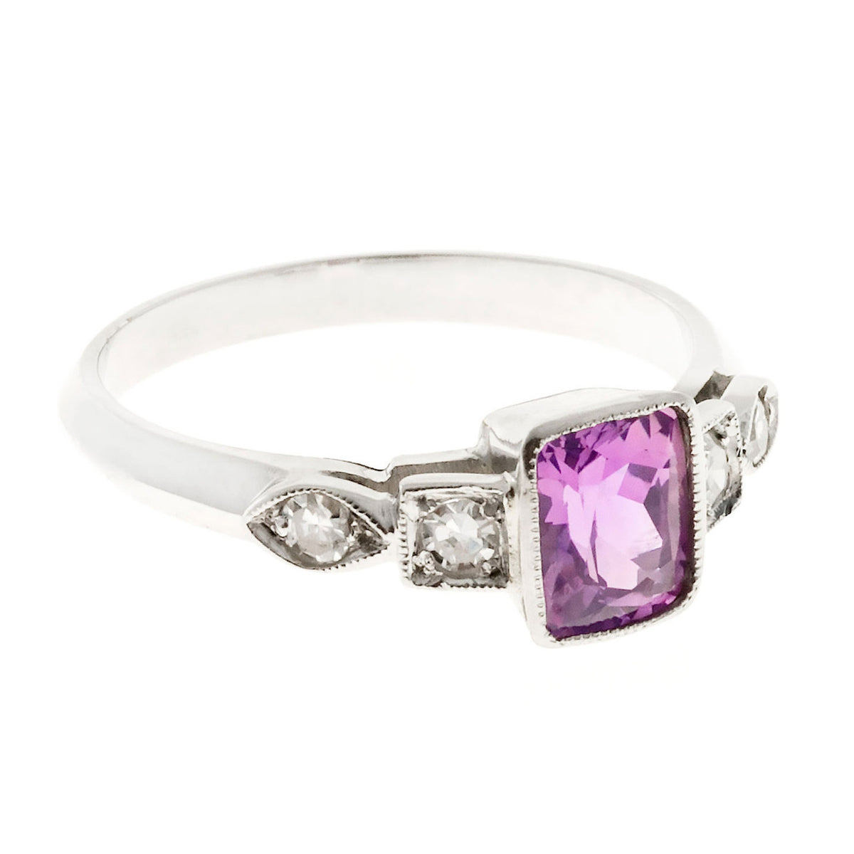 Engagement Vintage 1.02ct Natural Pink Purple Sapphire Deco Ring – image 9