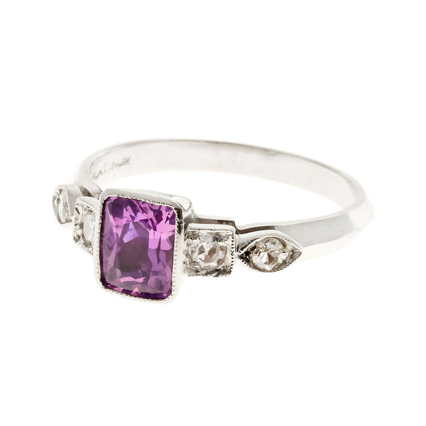 Engagement Vintage 1.02ct Natural Pink Purple Sapphire Deco Ring