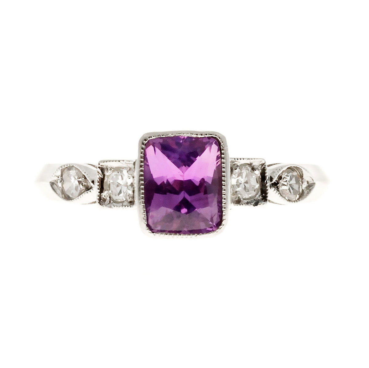 Engagement Vintage 1.02ct Natural Pink Purple Sapphire Deco Ring – image 3