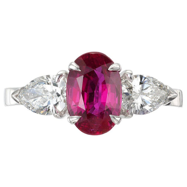 Peter Suchy GIA Certified 2.02 Carat Ruby Diamond Platinum Engagement Ring