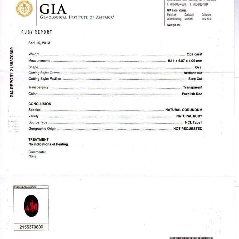 Peter Suchy GIA Certified 2.02 Carat Ruby Diamond Platinum Engagement Ring – image 3
