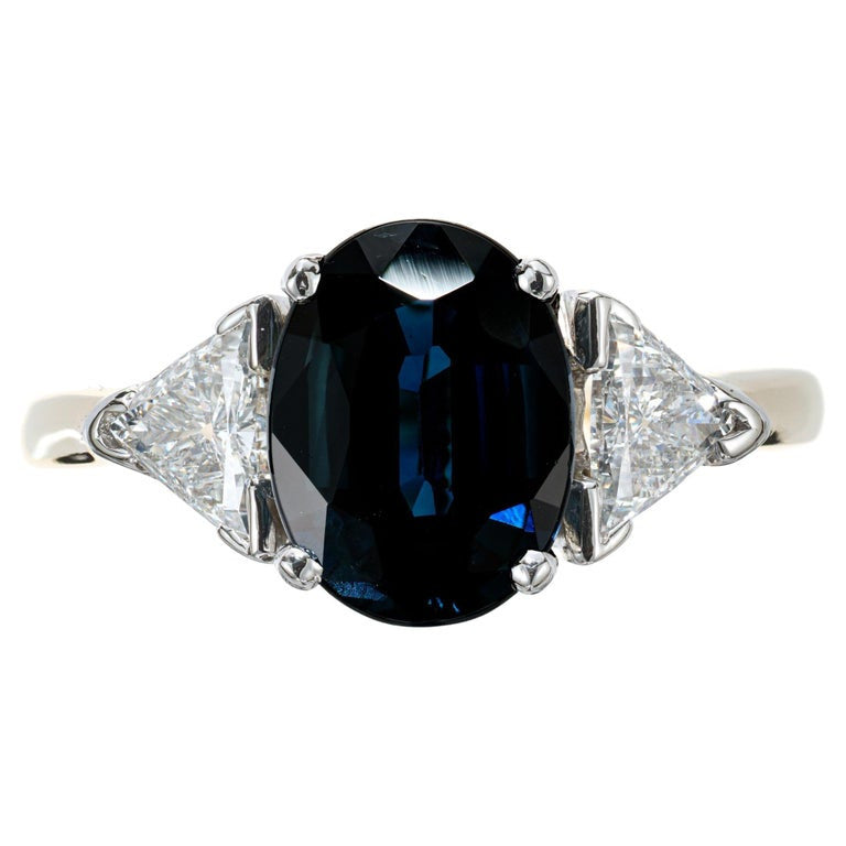 Vintage Engagement Ring 2.53ct Royal Blue Sapphire 14k Diamond Ring