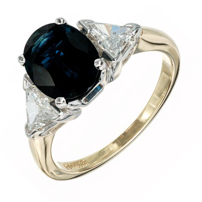 Vintage Engagement Ring 2.53ct Royal Blue Sapphire 14k Diamond Ring – image 2
