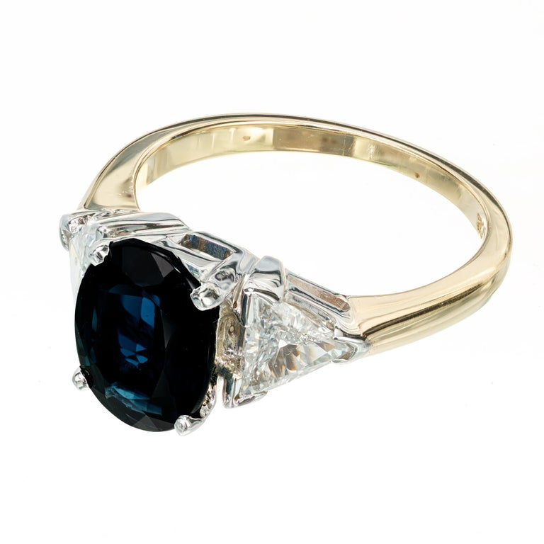 Vintage Engagement Ring 2.53ct Royal Blue Sapphire 14k Diamond Ring – image 4