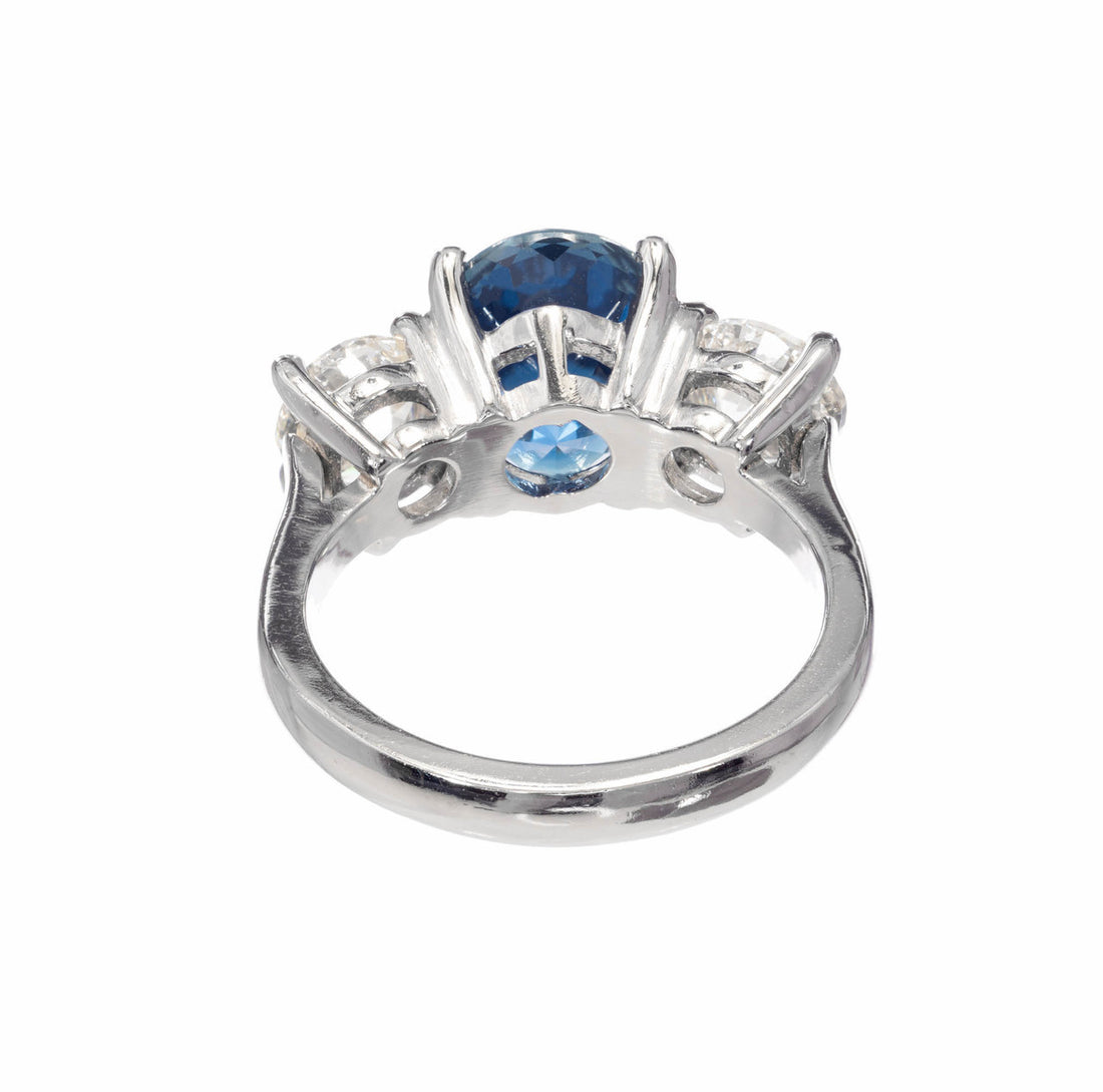 Peter Suchy 5.77 Carat Sapphire Diamond Three-Stone Platinum Engagement Ring – image 3