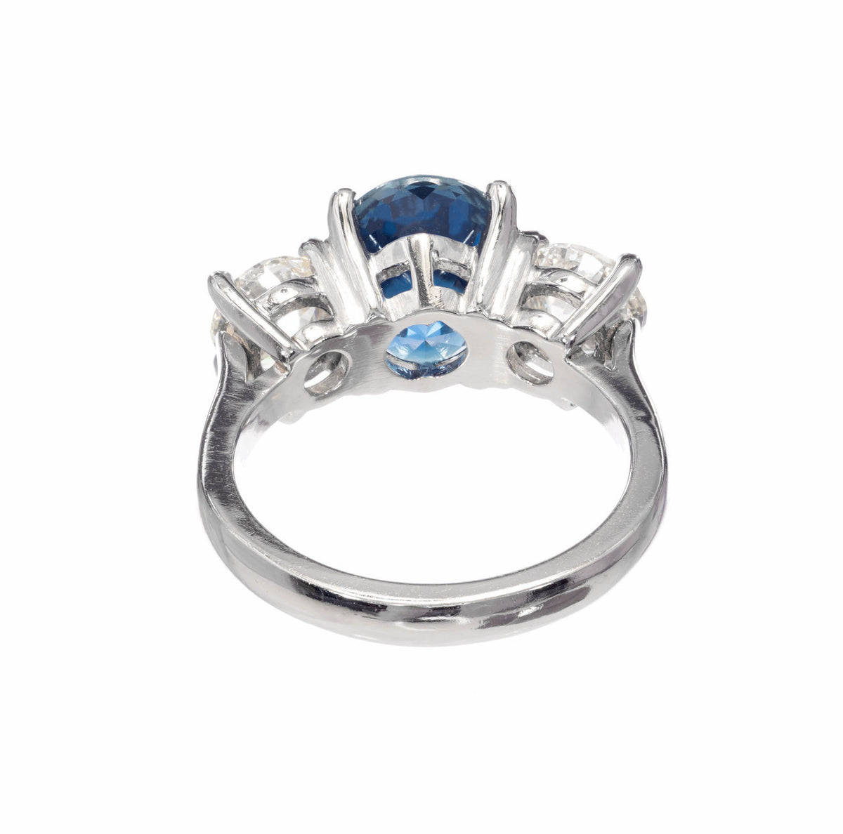 Peter Suchy 5.77 Carat Sapphire Diamond Three-Stone Platinum Engagement Ring – image 3