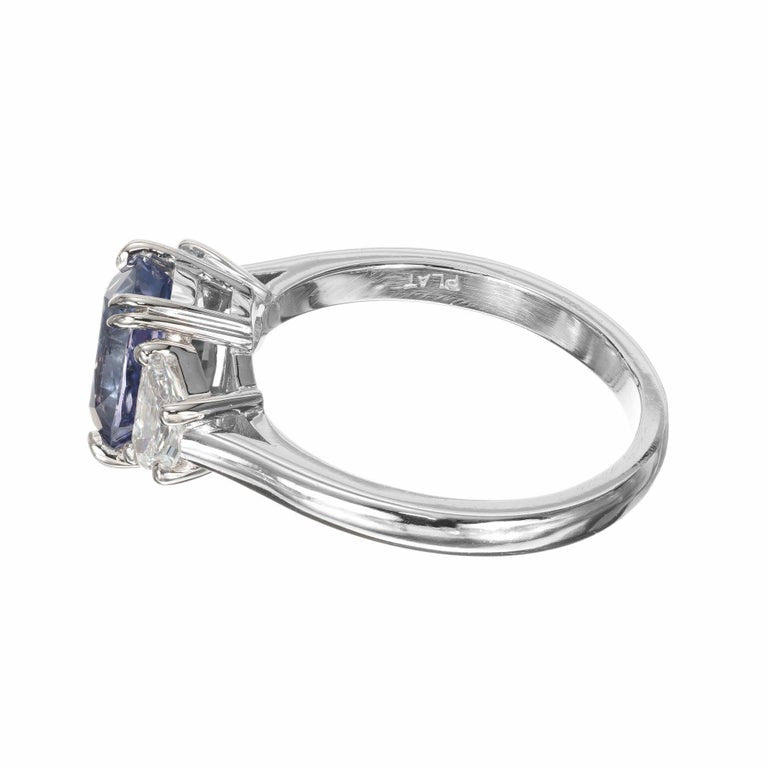 Peter Suchy GIA 3.07 Carat Sapphire Diamond Platinum Three-Stone Engagement Ring – image 5