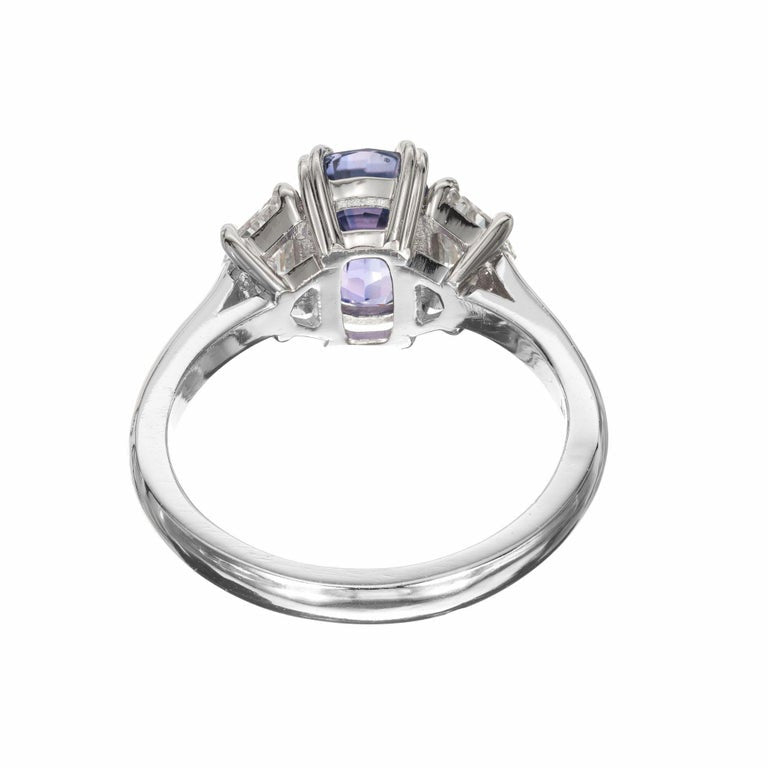 Peter Suchy GIA 3.07 Carat Sapphire Diamond Platinum Three-Stone Engagement Ring – image 4